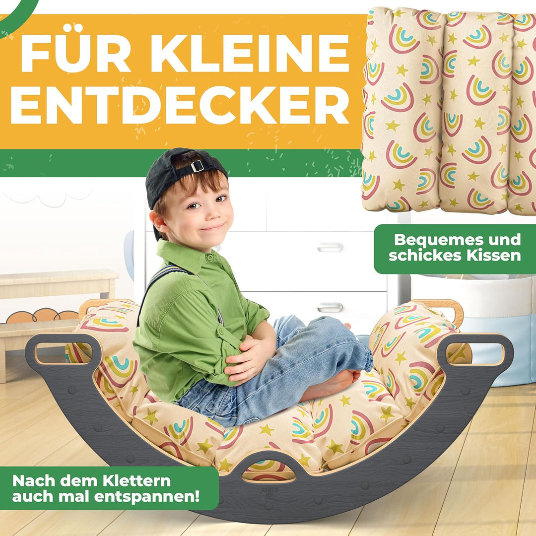 Kidiz® Klettergerüst Montessori 7in1 Spiel-Set mit Kletterbogen Rutsche Kletterdreieck aus Holz inkl