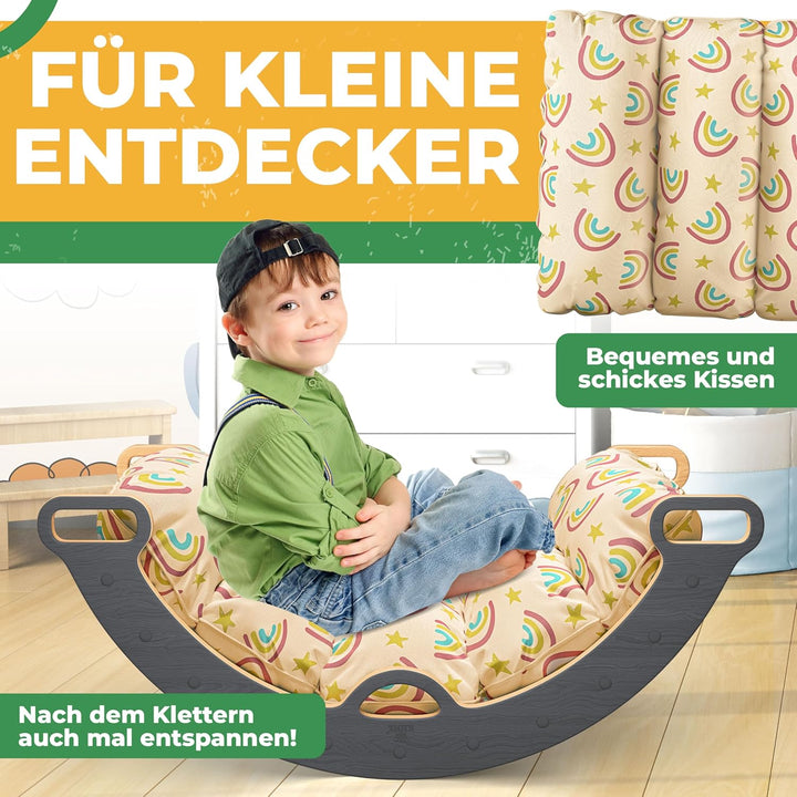 Kidiz® Klettergerüst Montessori 7in1 Spiel-Set mit Kletterbogen Rutsche Kletterdreieck aus Holz inkl