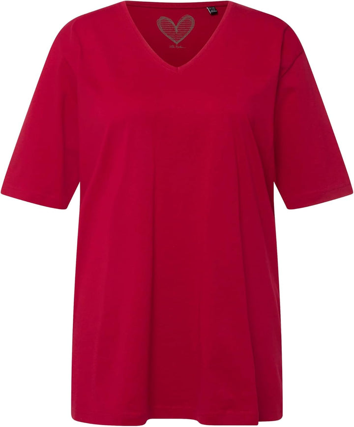 Ulla Popken Damen Basic-v-Shirt T 46-48 Mohn, 46-48 Mohn