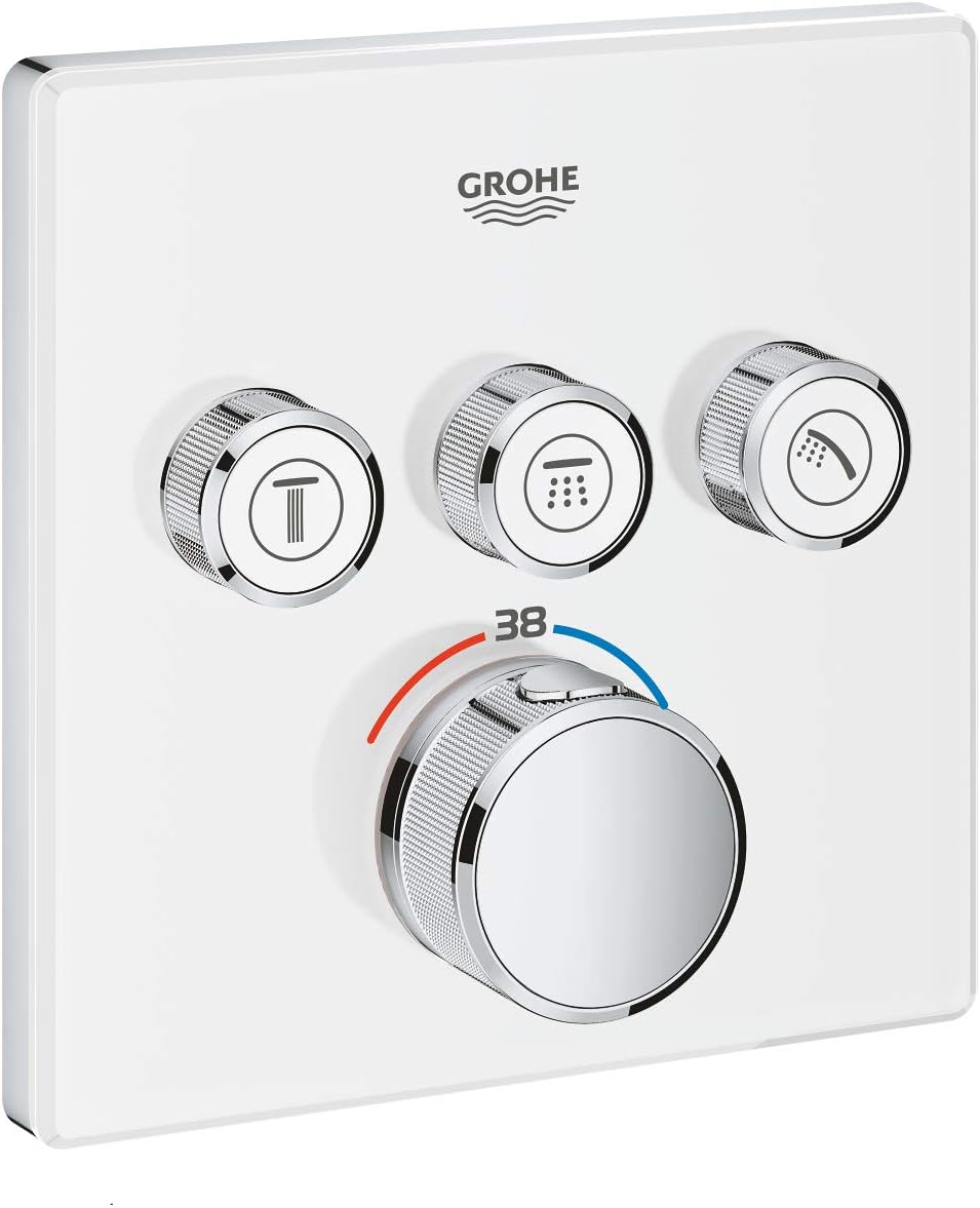 GROHE Grohtherm SmartControl | Brause- & Duschsystem - Thermostat mit 3 Absperrventilen | moon white