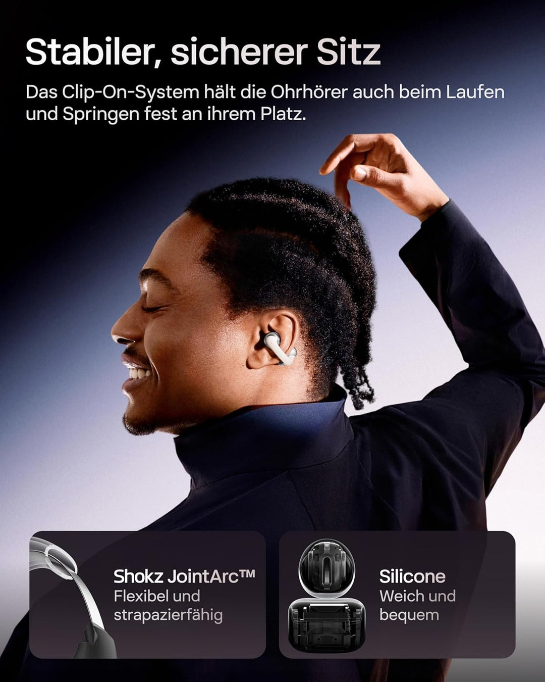 SHOKZ OpenDots ONE Open Ear Kopfhörer, Dolby Audio 6,5g Clip On Kopfhörer weiches Silikon, 40 Std. A