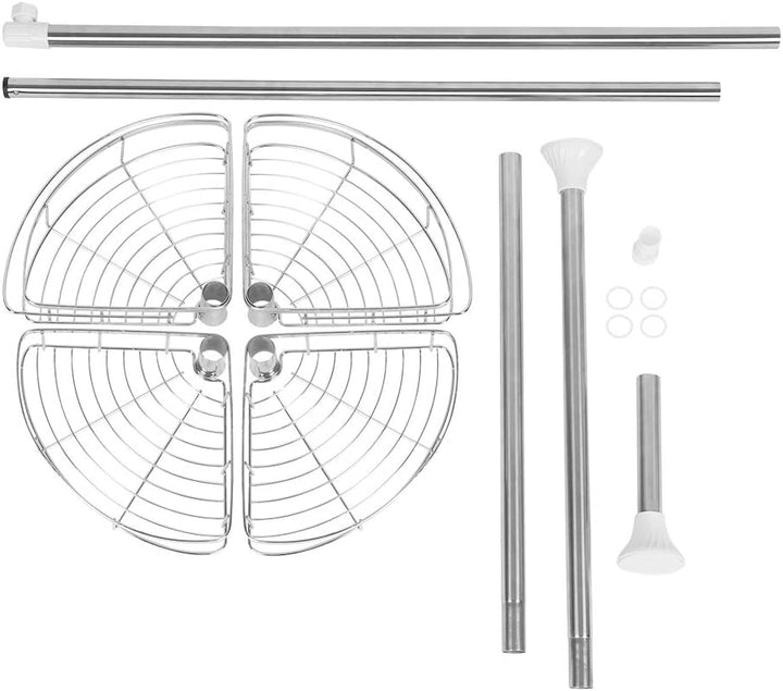 Teleskop Duschregal,4 Ablagen Badregal Edelstahl Eckregal Höhenverstellbar 110-280cm (Edelstahl/4 Ab