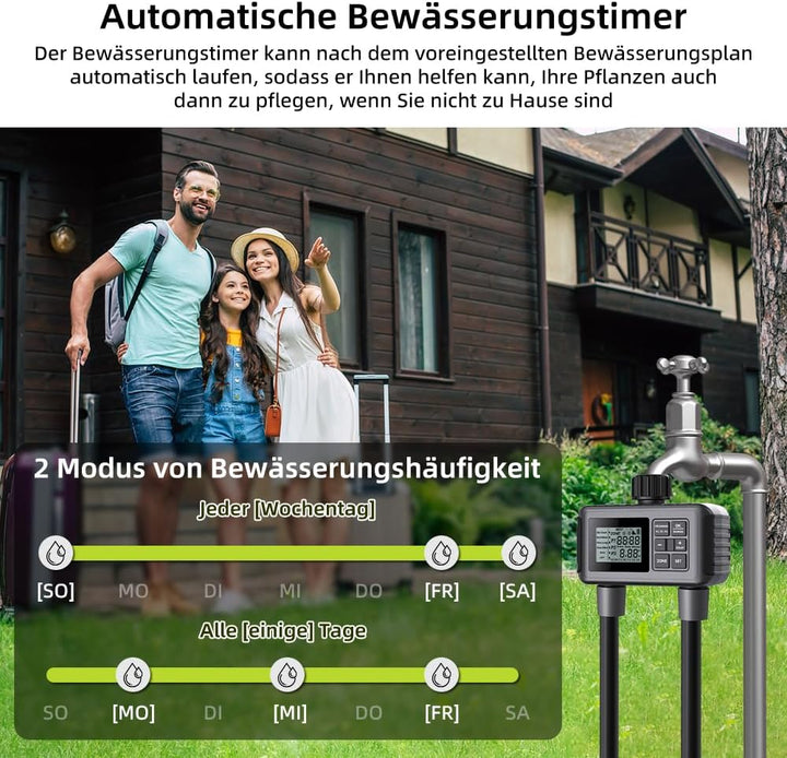Uzoli SGW07 Bewässerungscomputer mit 2 Ausgänge, Regenverzögerung, IP55 Wasserdicht, Einfache Progra
