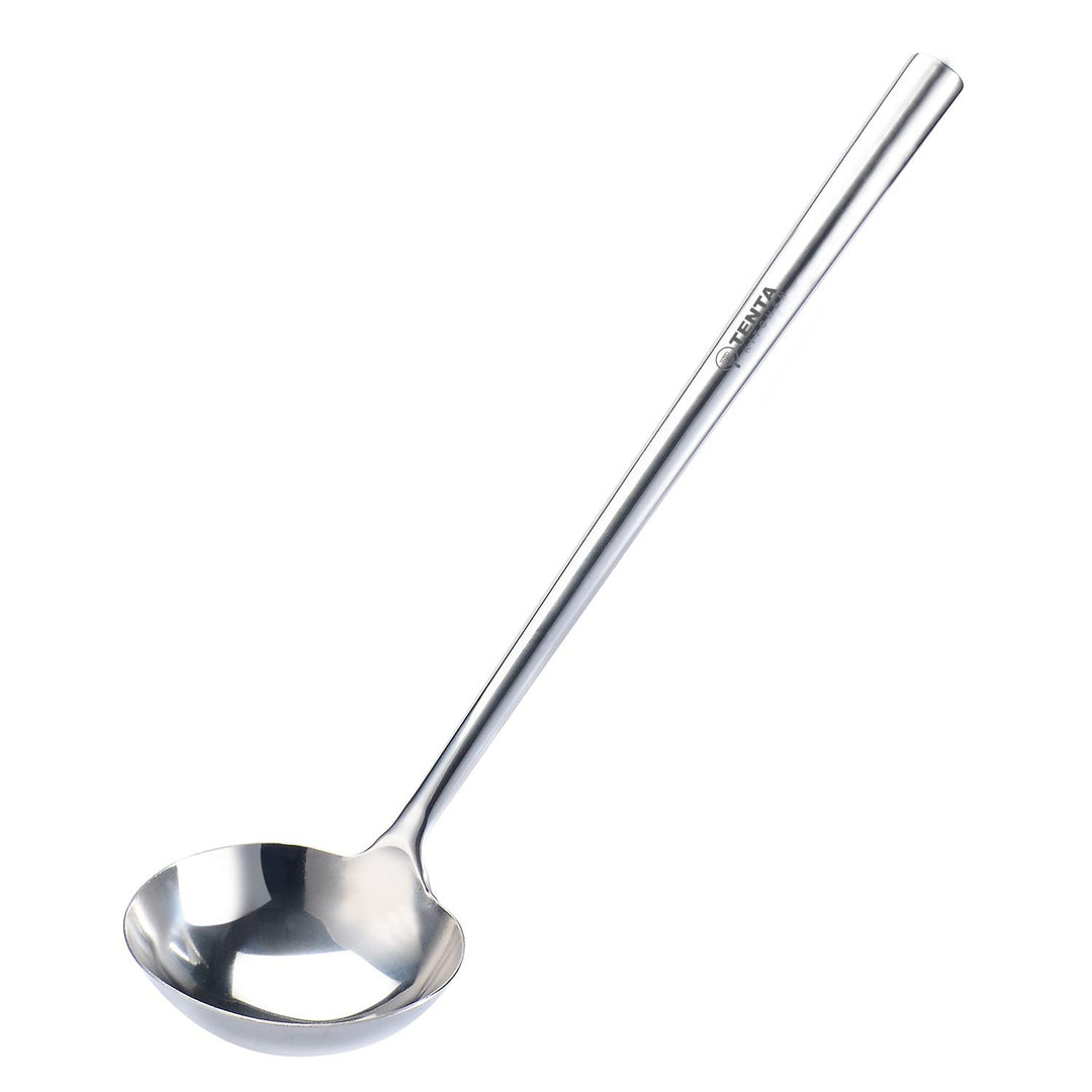 TENTA Kitchen Professional Large Stainless Steel Serving Ladle Spoon - Gravy Ladle Soup Spoon for Sc