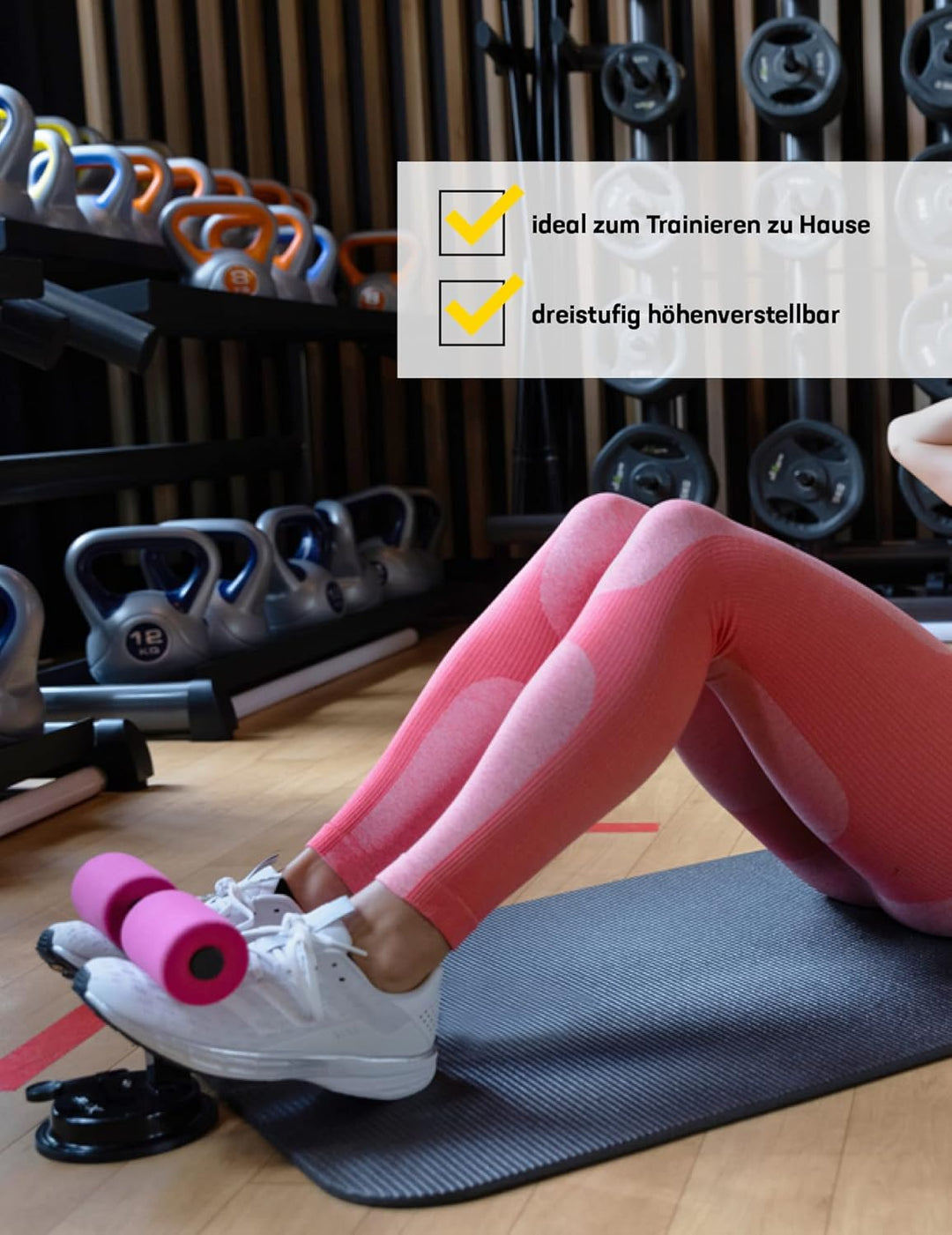 JELEX 6Pack Sit-Up Assistent Trainer, höhenverstellbare Trainingshilfe für Bauchmuskeltraining, mit