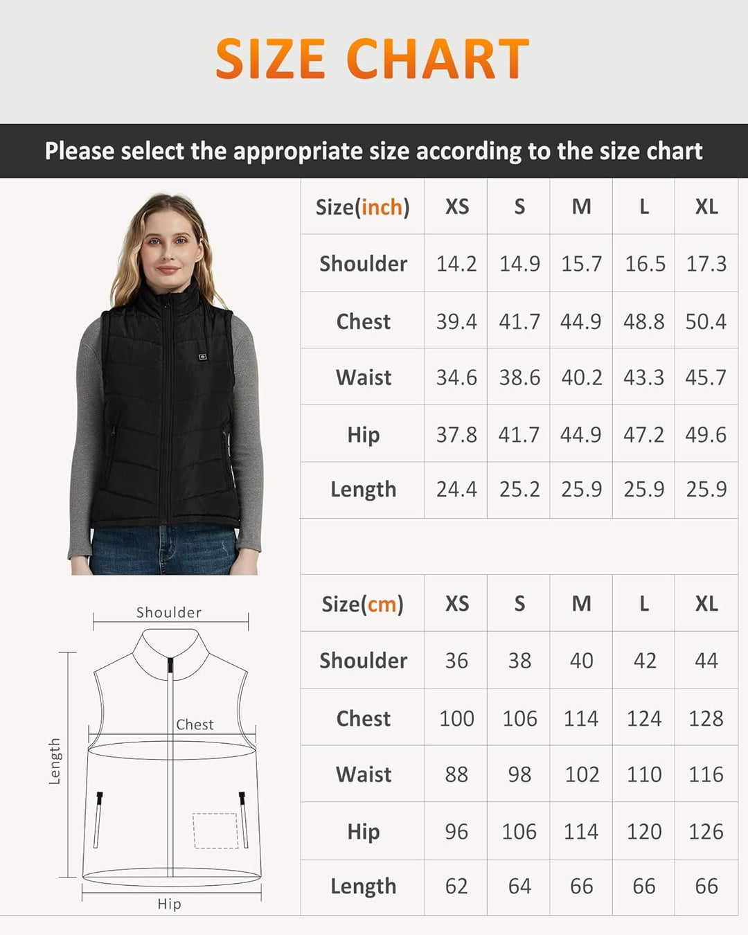 FERNIDA Beheizte Weste für Damen,Schmal Geschnittene Beheizbare Damen Weste, Winter Warm Draussen US