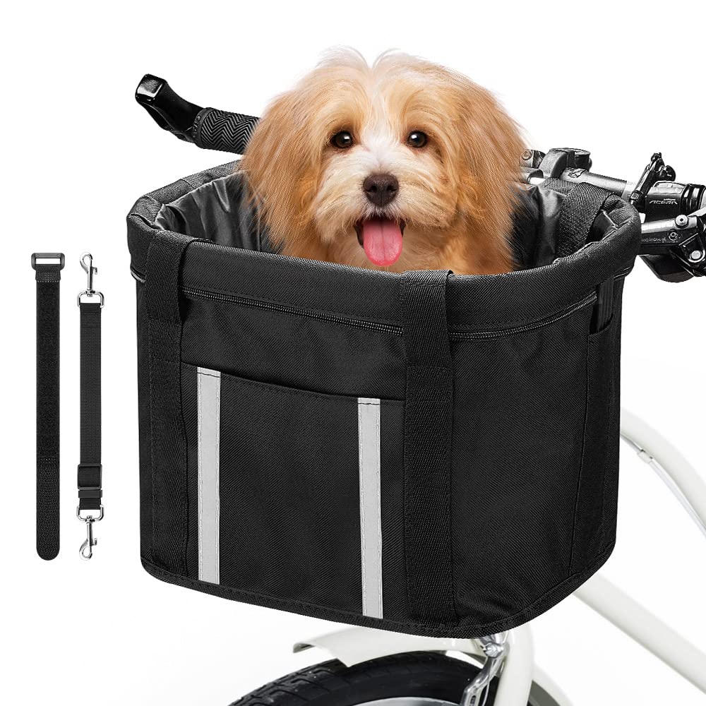 ANZOME Hunde Fahrradkorb, Hundekorb Fahrrad vorne, Abnehmbare Hundetasche für Kleiner Hund-Haustier-