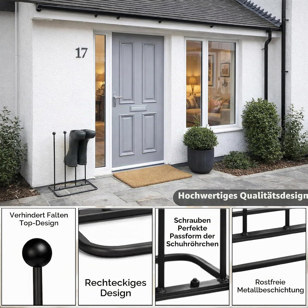 ARSUK Stiefelregal, Schuh-Regal für 2 & 4 Paar, Draussen Zur Platzsparenden Aufbewahrung, Metall, 45
