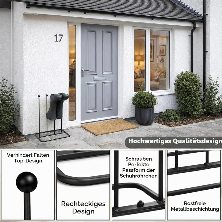 ARSUK Stiefelregal, Schuh-Regal für 2 & 4 Paar, Draussen Zur Platzsparenden Aufbewahrung, Metall, 45
