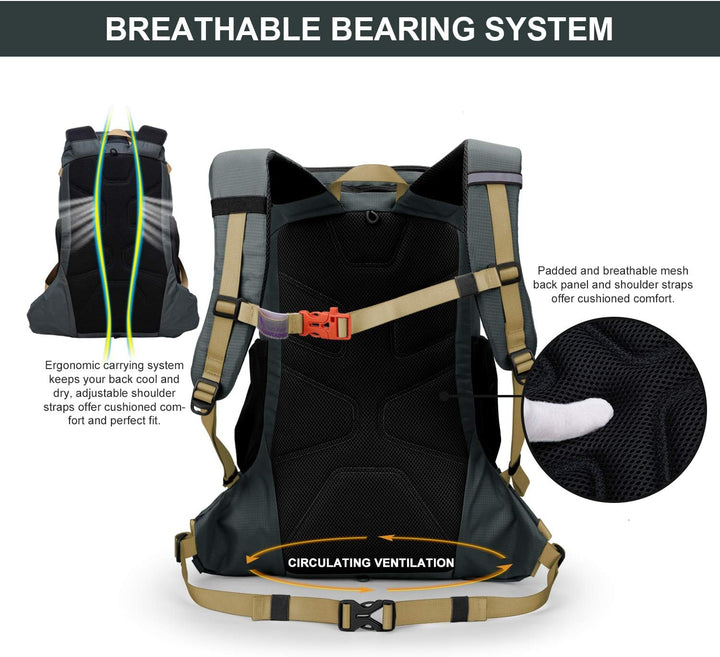 MOUNTAINTOP 35L Wanderrucksack Herren Damen Reiserucksack Trekkingrucksack Leicht Outdoor Camping Ru