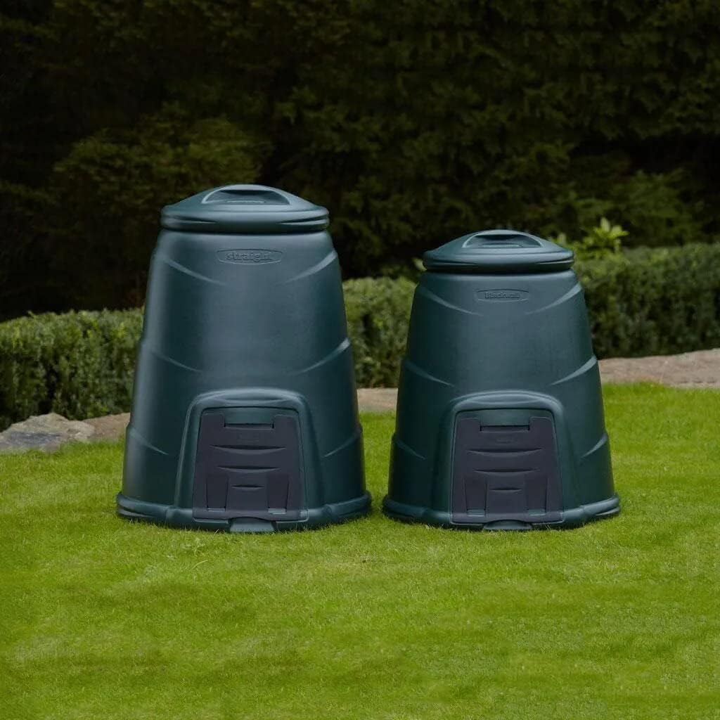 Invopak Gartenkomposter aus recyceltem Kunststoff, 220 l, mit Luke und winddichtem Deckel, gebrauchs
