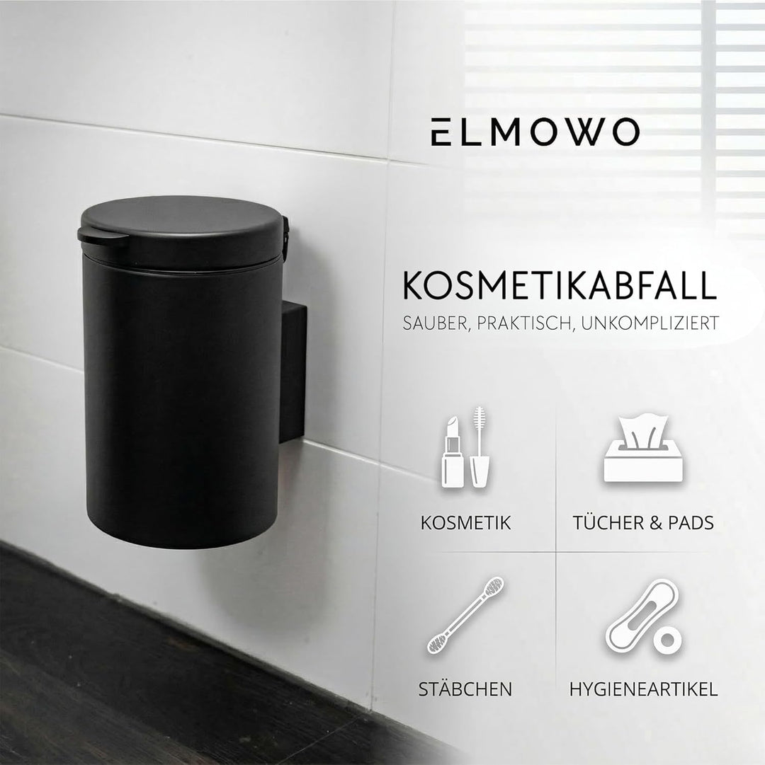 Edelstahl Kosmetikeimer 3L ohne Bohren selbstklebend inkl. Spezialkleber (extrem sicherer Halt) Bade