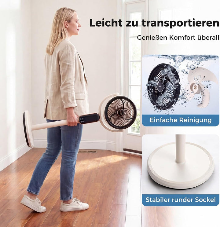 COSTWAY Standventilator leise mit Fernbedienung, 54-96 cm höhenverstellbar | Bodenventilator mit 8 S