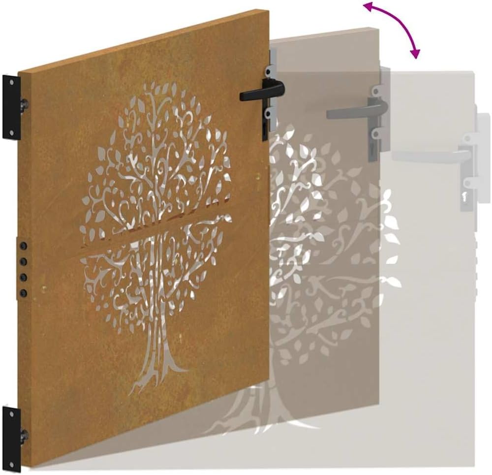 vidaXL Gartentor, Gartentür mit Bambus-Design, Abschliessbar Hoftor Eingangstor für Garten Terrasse,