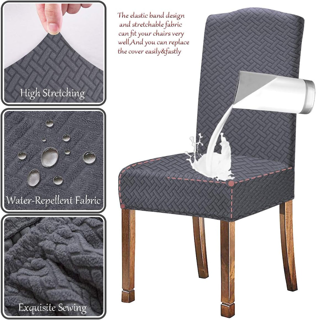 KELUINA Stretch wasserdichte Jacquard mit langem Gitter Esszimmer Stuhlhussen Home Decor, Stuhlhusse