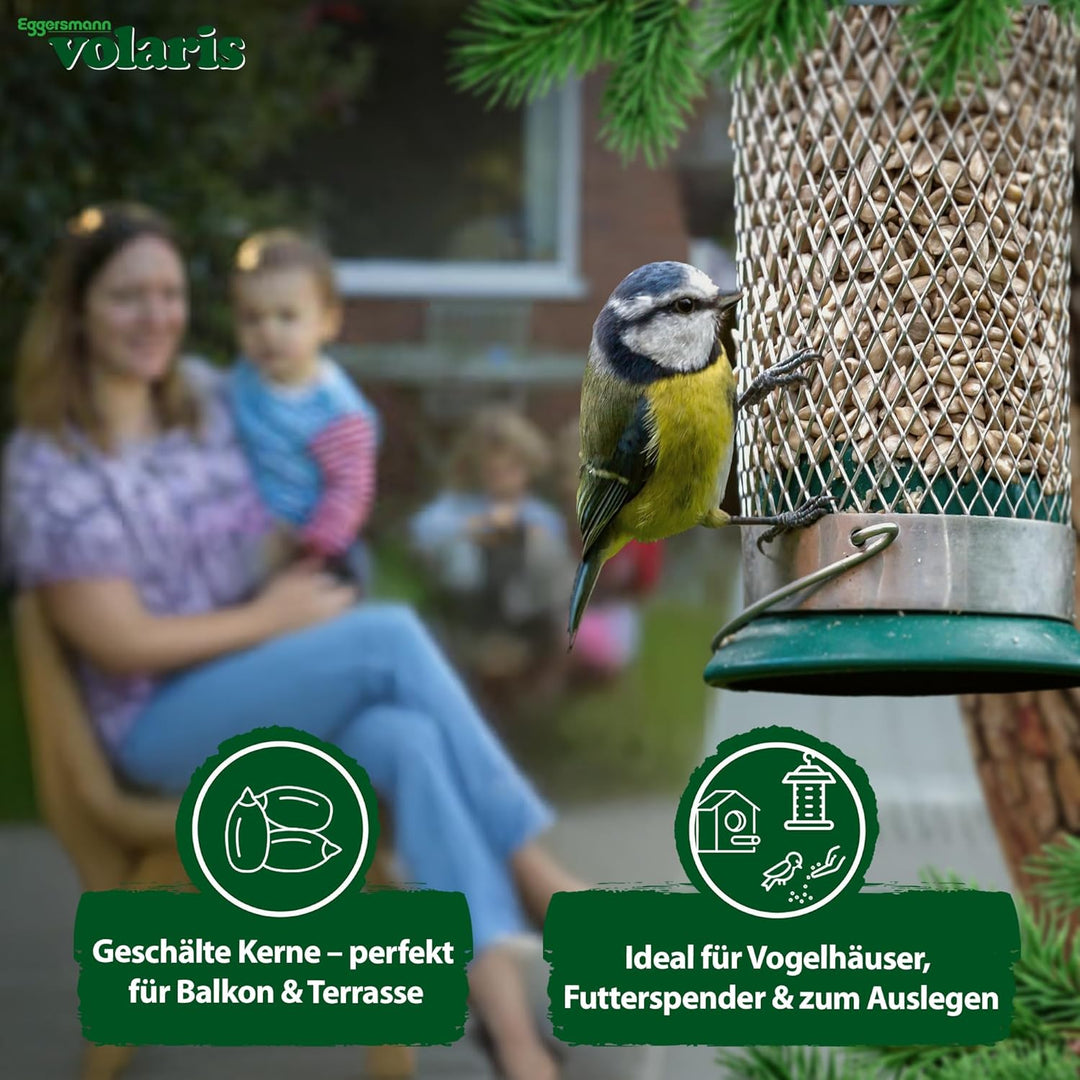 Eggersmann volaris Sonnenblumenkerne Vogelfutter 2,5kg [geschält] – Hochwertiges Vogelfutter Wildvög