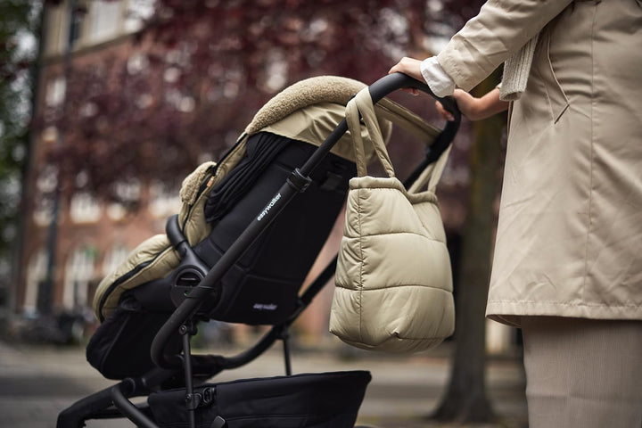 Jollein Fusssack Olive Green - Für Buggy und Kinderwagen - Für 3-Punkt- und 5-Punkt-Gurt - Mit Teddy