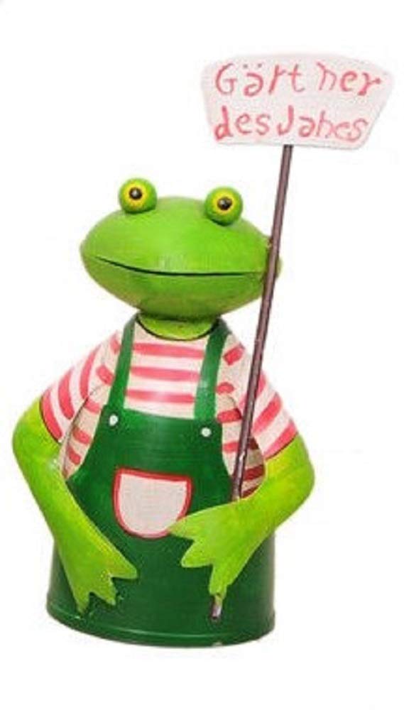 Frosch Zaunfigur Gärtner Zaunlattenfigur Zaunhocker Pfostenhocker Dekofigur Deko für Garten Teich Gr