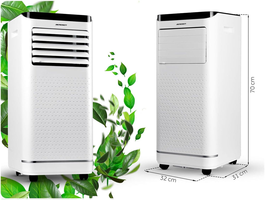 Berdsen Mobiles Klimagerät 9000 BTU - 4-in-1 mit Lüfter, Entfeuchter, Schlafmodus - Tuya Smart App -