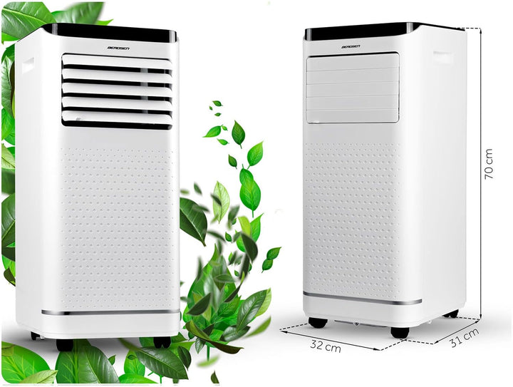 Berdsen Mobiles Klimagerät 9000 BTU - 4-in-1 mit Lüfter, Entfeuchter, Schlafmodus - Tuya Smart App -