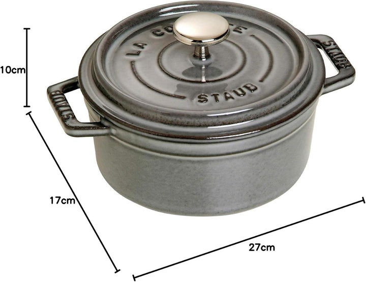 STAUB Gusseisen Mini Cocotte, Rund 12 cm, 0,25 L, Aromaregen Funktion, Für alle Herdarten geeignet,