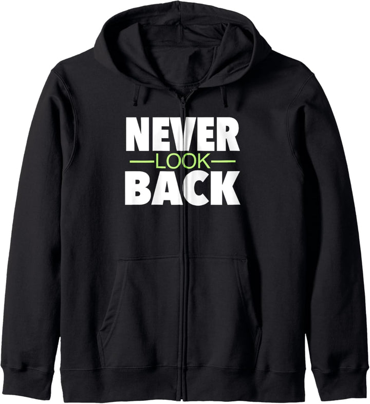 Never Look Back Positive Motivation Bold White Text Kapuzenjacke