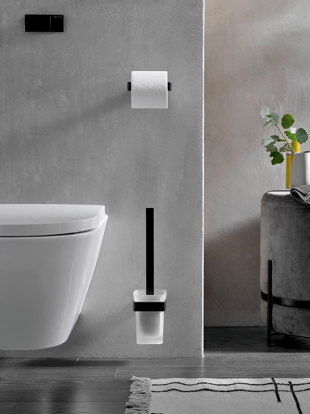 emco LOFT Papierhalter ohne Deckel, eleganter Toilettenpapierhalter zum Schrauben aus Aluminium, hoc