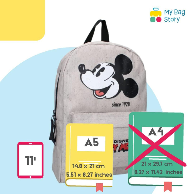 mybagstory - Rucksack – Mickey Mouse – Grau – Disney – Kinder – Schule – Kindergarten – Kindergarten