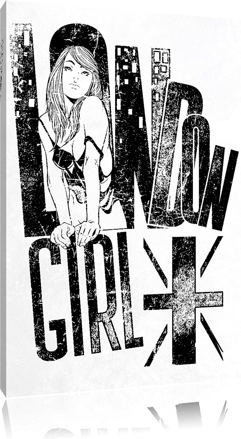 Pixxprint London-Girl White Bild auf Leinwand, XXL riesige Bilder fertig gerahmt mit Keilrahmen, Kun