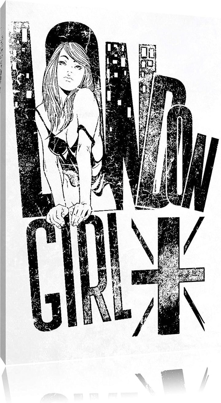 Pixxprint London-Girl White Bild auf Leinwand, XXL riesige Bilder fertig gerahmt mit Keilrahmen, Kun