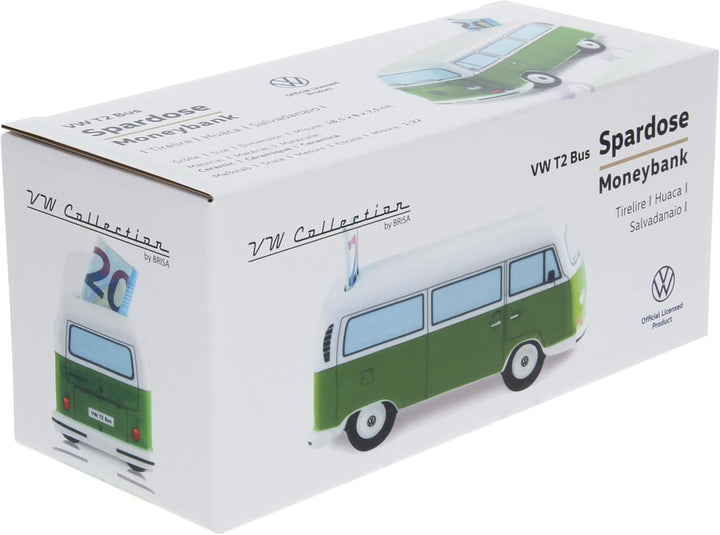 BRISA VW Collection - Volkswagen Spar-Büchse-Schwein-Dose im T2 Bulli Bus Design (Classic Bus/Grün)