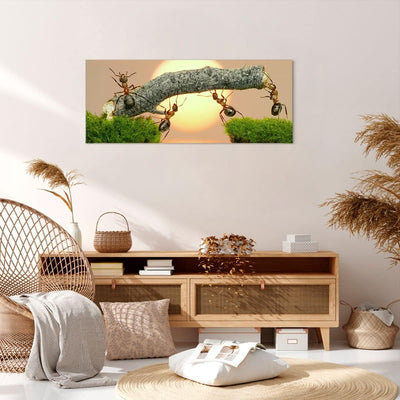 Wandbilder Dekoration Wohnzimmer Tiere Ameisen Brücke Natur Panorama Bilder auf Leinwand 120x50cm Le