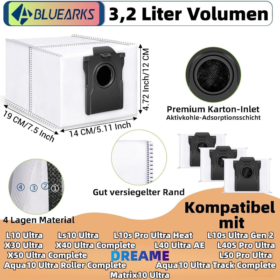 Bluearks 14 Stück Kompatibel mit Dreame D10 Plus Gen 2/L10s Ultra Gen 2/L40 Ultra /X40 Ultra Staubsa