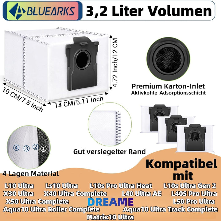 Bluearks 14 Stück Kompatibel mit Dreame D10 Plus Gen 2/L10s Ultra Gen 2/L40 Ultra /X40 Ultra Staubsa