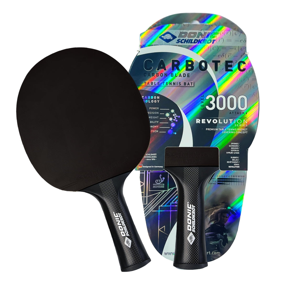 Donic-Schildkröt Carbon Tischtennisschläger CarboTec 3000, One-Piece Konstruktion, Schwarz