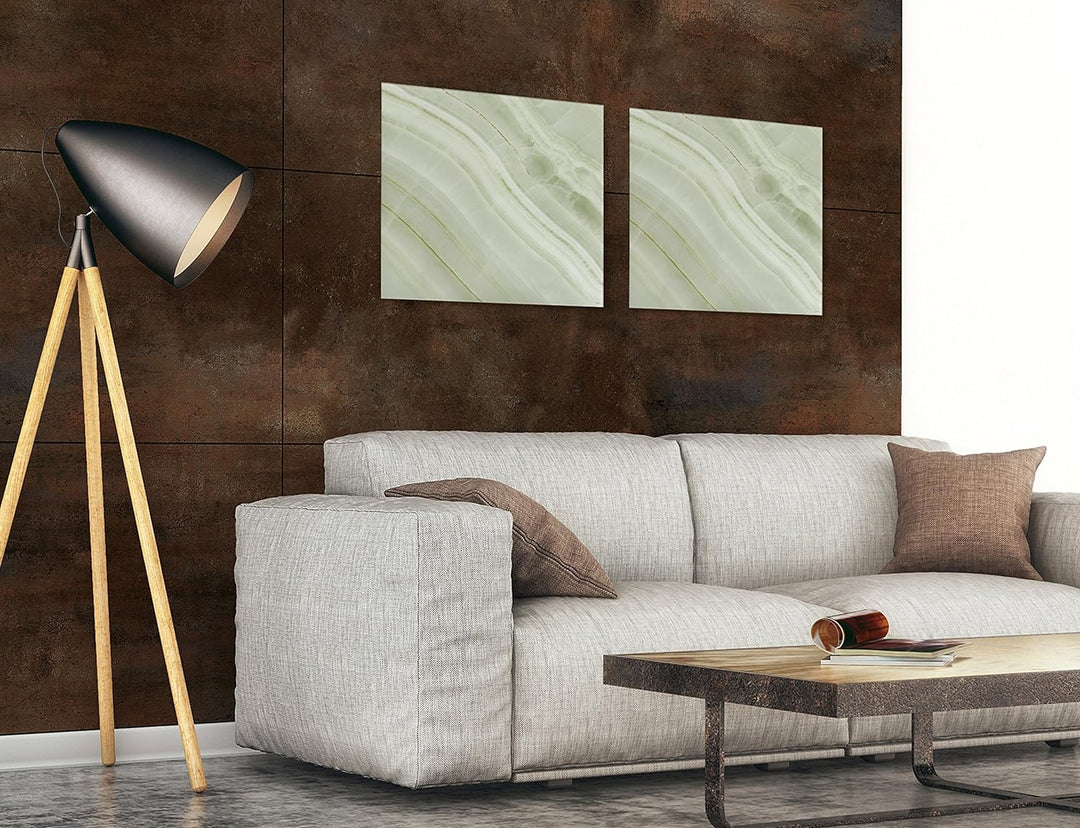SIGEL GL321 Premium Glas-Magnetboard 48 x 48 cm Green-Mineral-Optik, hellgrün / Magnettafel Artverum