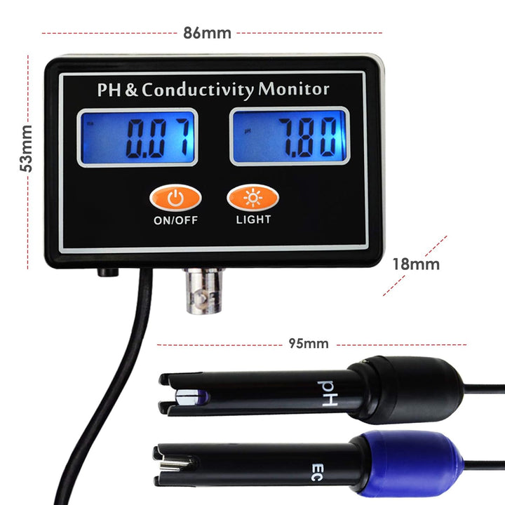 pH/EC Leitfähigkeit Meter mit ATC Wasser Qualität Prüfer 0.0-14.0pH / 0~19.99ms/cm Aquarium, Hydropo