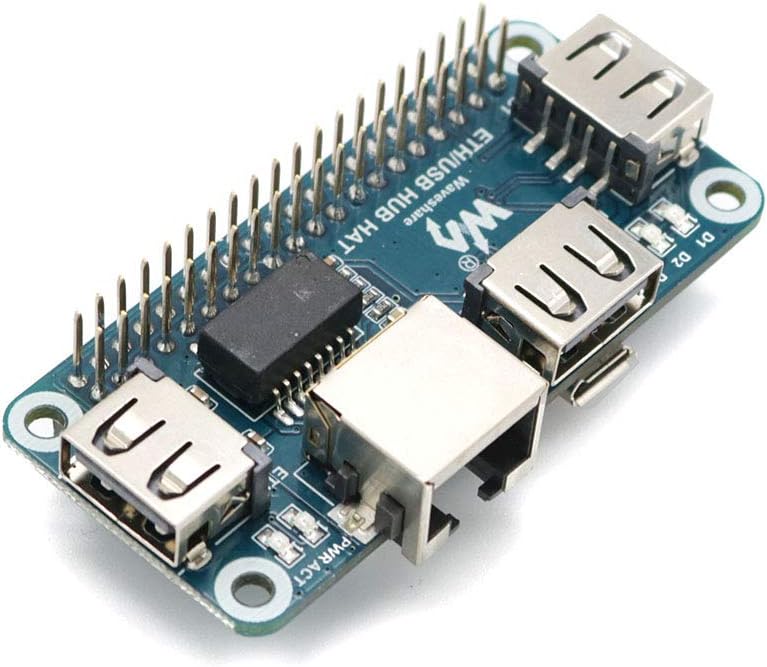 Waveshare Ethernet/USB HUB HAT for Raspberry Pi, 1x RJ45 Ethernet Port Based on RTL8152B Chip, 3X US