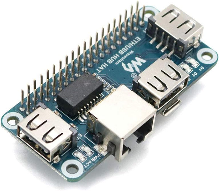 Waveshare Ethernet/USB HUB HAT for Raspberry Pi, 1x RJ45 Ethernet Port Based on RTL8152B Chip, 3X US