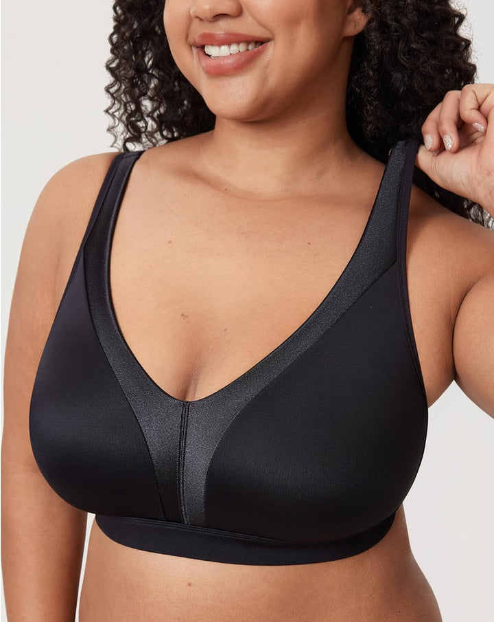 DELIMIRA Damen BH ohne Bügel Grosse Grössen Tshirt BH Seamless Klassische Bequemer 75C Schwarz, 75C