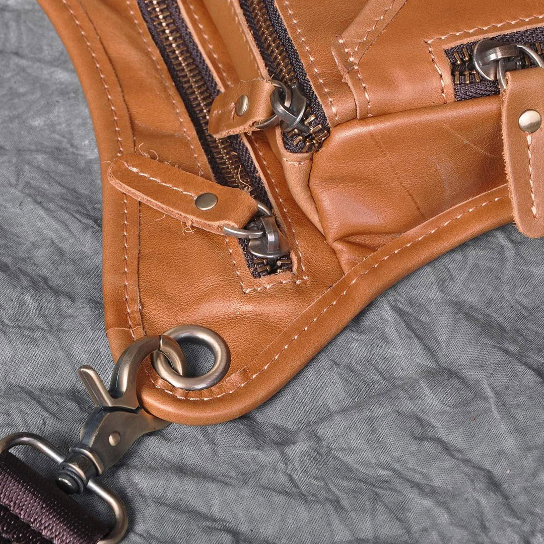 Le'aokuu Herren Echtes Leder Tasche Beinbeutel Beintasche Aussenbeintasche Beinbeuteltasche Reisen H