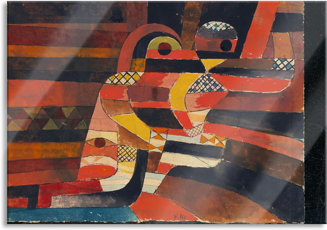 Pixxprint Glasbild | Wandbild auf Echtglas | Paul Klee - Liebespaar | 60x40 cm | inkl. Aufhängung un