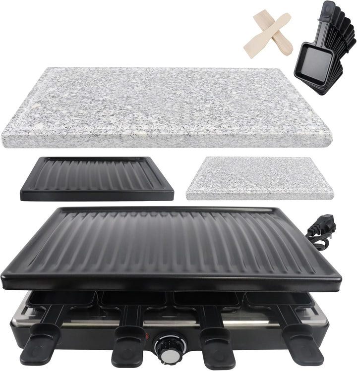 LZQ Raclette Grill für 8 Personen, Electric Grill Tischgrill Elektrogrill antihaftbeschichteter Gril