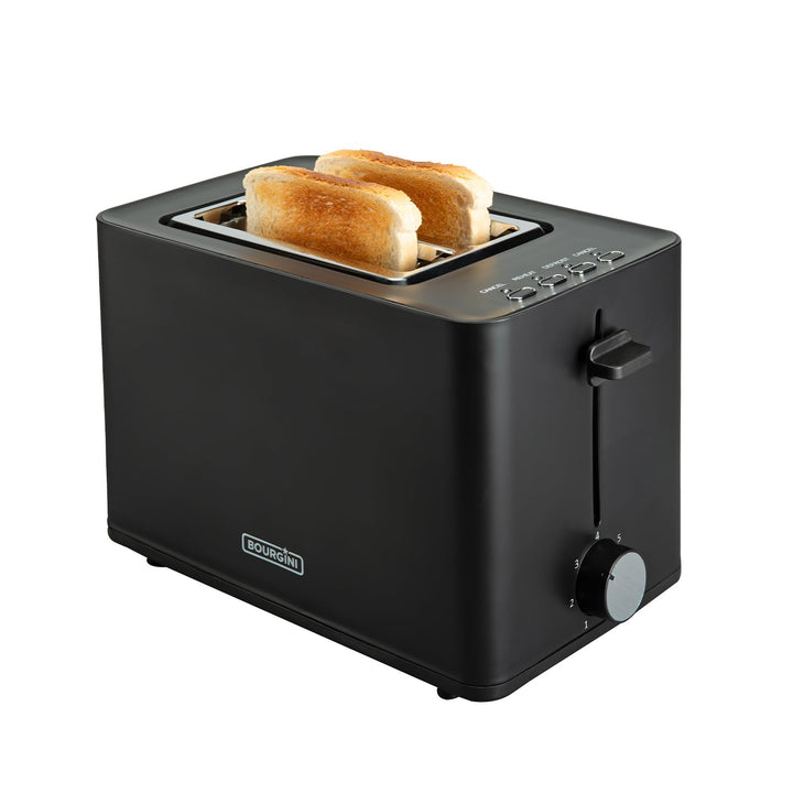 Bourgini Toaster mit extra breiten Schlitzen für Sandwiches - Schwarz - Sandwichtoaster - Toaster mi