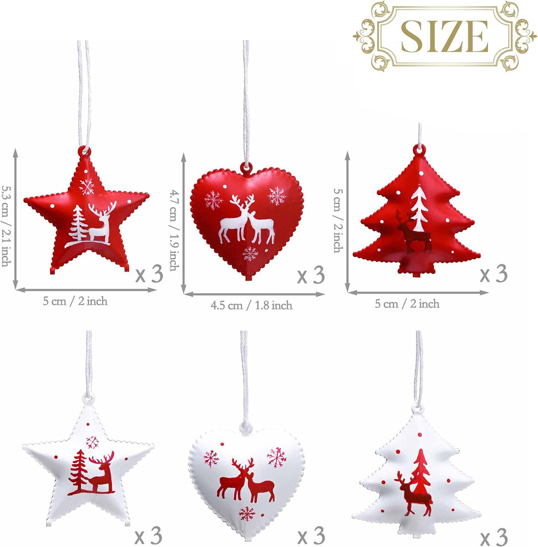 Valery Madelyn 18 Stück traditioneller Weihnachtsbaumschmuck in Rot und Weiss, hängende Weihnachtsan