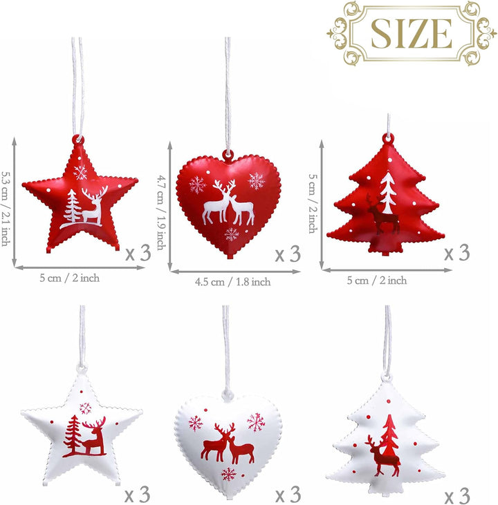 Valery Madelyn 18 Stück traditioneller Weihnachtsbaumschmuck in Rot und Weiss, hängende Weihnachtsan