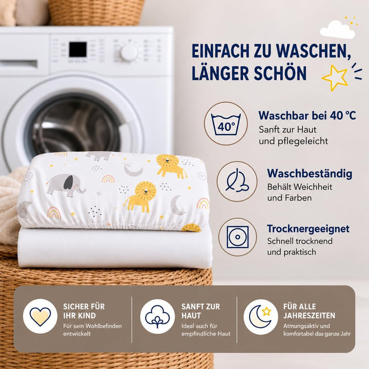 FlyIdeas Next 2 Me Spannbettlaken Beistellbett 83x50 cm, 2 STK. - 2 Spannleintuch Matratzenschoner f