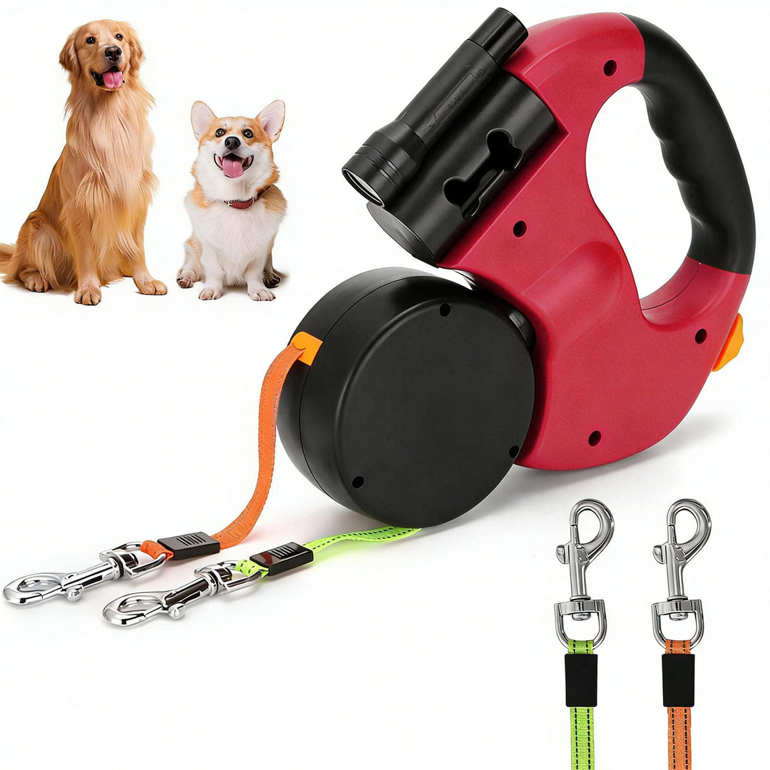 Doppelte Einziehbare Hundeleine 3m Flexible Rollleine mit LED Licht,Automatische Lange Hundeleine fü