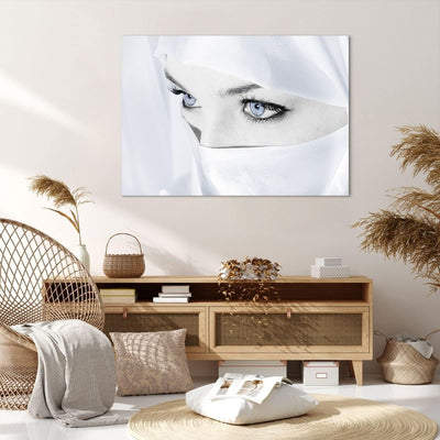 Bilder auf Leinwand 100x70cm Leinwandbild Schönheit Gesicht Mädchen Mode Gross Wanddeko Bild Schlafz