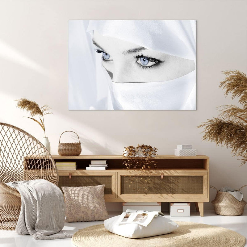 Bilder auf Leinwand 100x70cm Leinwandbild Schönheit Gesicht Mädchen Mode Gross Wanddeko Bild Schlafz